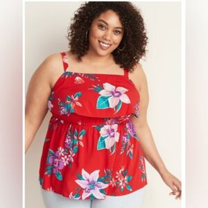 Waist- Defined Plus Size Ruffle -Trim Cami